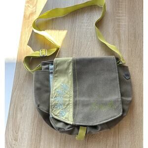 Haiku by Sharon Eisenhauer Womens Crossbody Bag Green and Brown Adjustable Strap